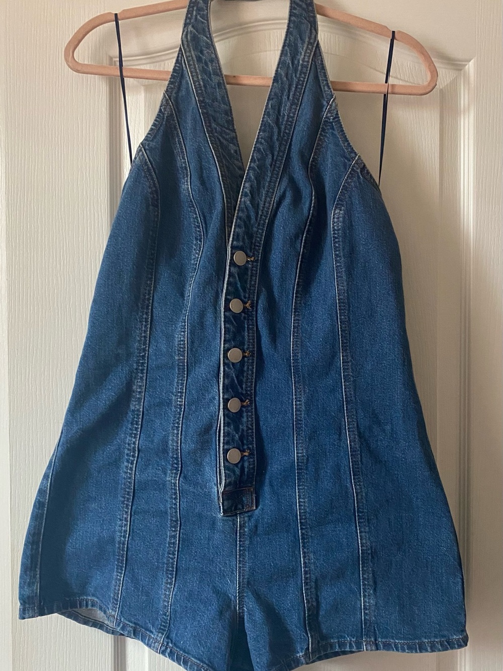 Universal Thread Y2k Festival Boho Chic Denim Halter Retro Romper 8 - Picture 2 of 7